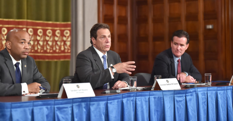 Assembly Speaker Carl Heastie, Gov. Andrew Cuomo and Senate Majority leader John Flanagan (seen in 2015) might oversee some year-end dealmaking on 421-a and other issues.
