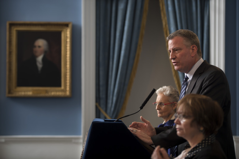 Mayor de Blasio releasing the results of an investigation into a child-abuse death.