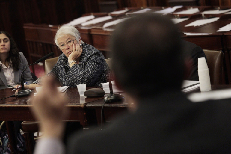 New York City Schools Chancellor Carmen Farińa at a City Council hearing. One year after Councilmembers grilled the DOE on their approach to special ed, there are signs of progress, advocates say.