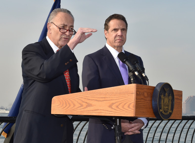 Both Sen. Charles Schumer (left) and Gov. Andrew Cuomo want to close Indian Point. But Schumer says there's not enough alternative power to do so, and, the author says, Cuomo has moved to slowly to tap into the energy resources that do exist.