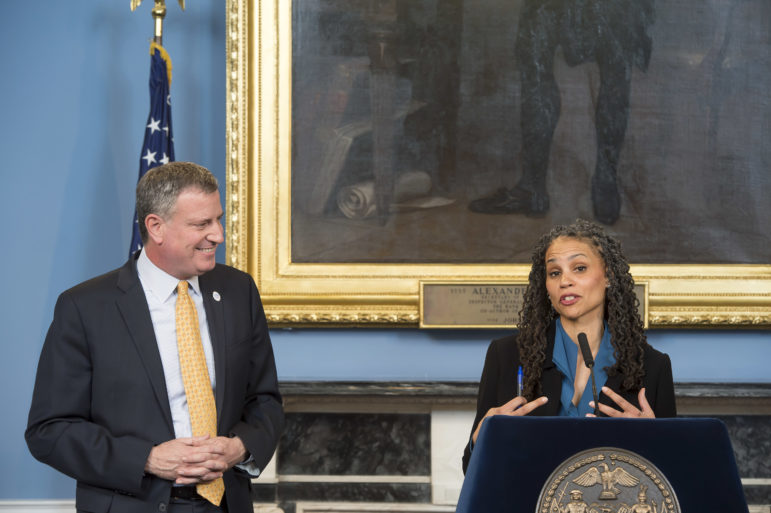 Mayor Bill de Blasio announces Wiley's appointment in February 2014.