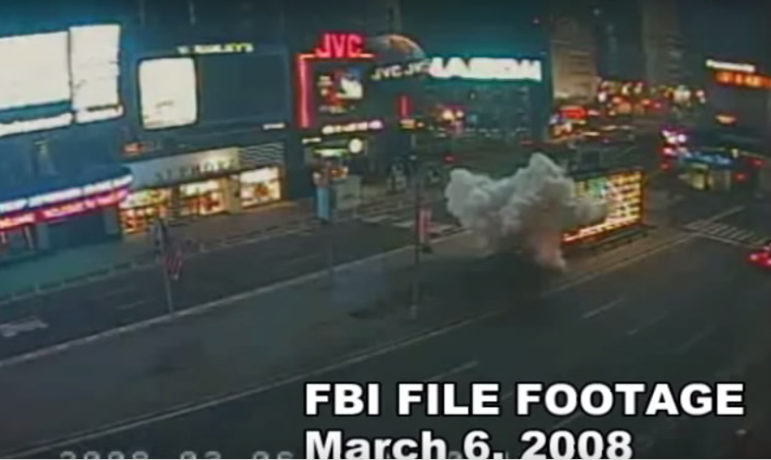Surveillance-camera footage of the March 2008 blast outside a Times Square recruiting station, Like several of the bombings in New York's past century, it remains unsolved.