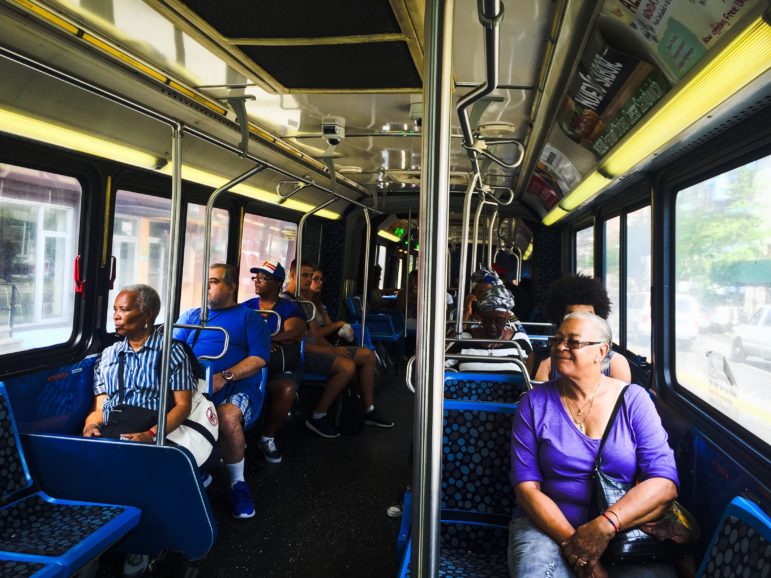 Passengers of the bus Bx19, leaving the Bronx and entering Manhattan on a Wednesday morning, Aug. 31st, 2016.