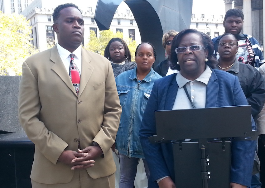 William Moore and Verdell Mack at a September 15 press conference alleging irregularities in the polling for their respective Assembly races on Primary Day.