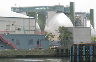 The Newtown Creek Water Pollution Control Plant. CSOs occur when wet weather gets to be too much for this and the other 13 city sewage plants to handle.
