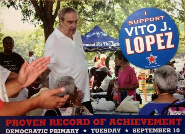 A flyer from Vito Lopez's failed 2013 comeback attempt. It was his last campaign.