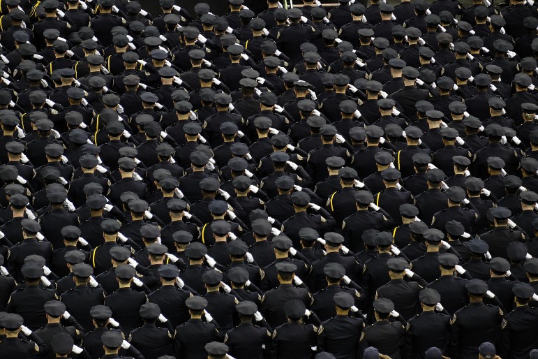 Mayor Bill de Blasio attends the NYPD Police Academy Graduation Ceremony at Madison Square Garden