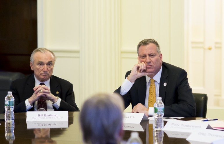 Police Commissioner Bratton and Mayor de Blasio seen in February 2014. Bratton was considered an architect of the NYPD's broken-windows approach in the 1990s and both men have defended its value today.