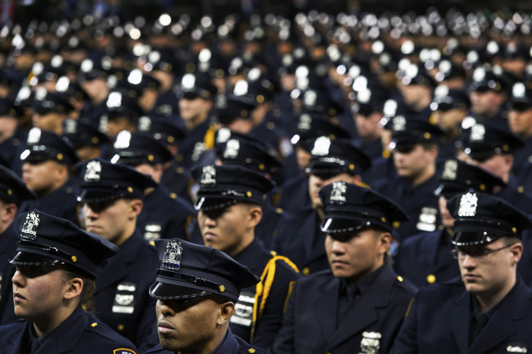 Cadets at the December 2014 graduation from the NYPD academy.