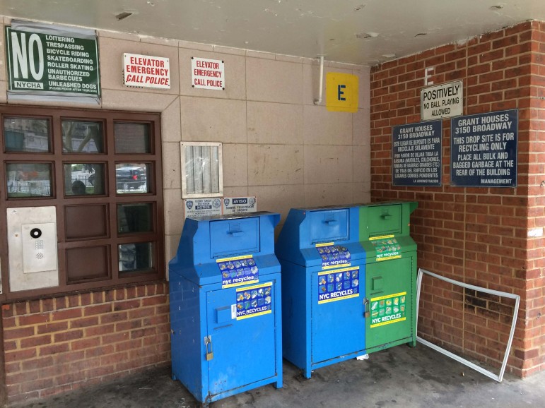While most NYCHA residents have few options for recycling, people at the Grant Houses in Harlem have a better shot at complying with recycling laws thanks to tenant activism.
