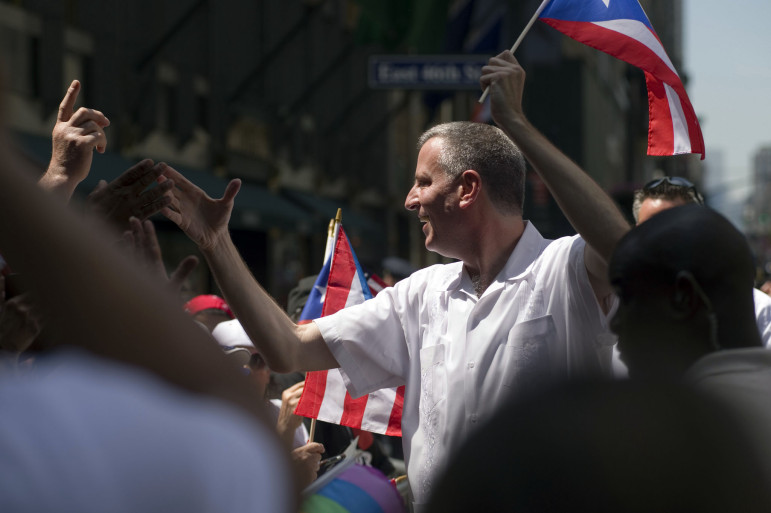 Mayor Bill de Blasio Marches in the Puerto Rican Day Parade in June. 