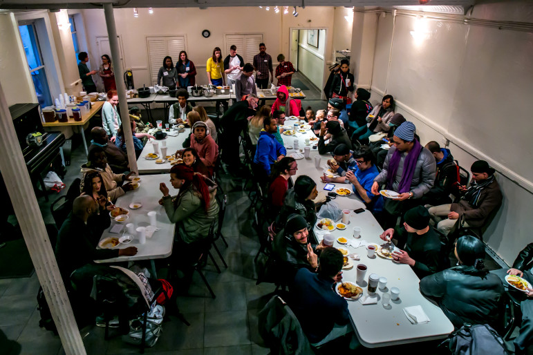 Clients at New Alternatives for LGBT Homeless Youth on Christopher Street gather for Sunday dinner in March. Street homeless are very hard to count, and young people living on the street are particularly elusive.