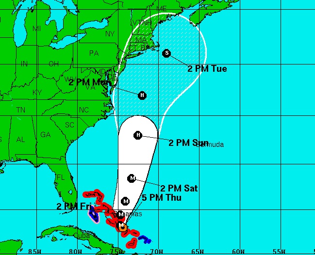 Joaquin's track as of 5 p.m. on Thursday, October 1. 