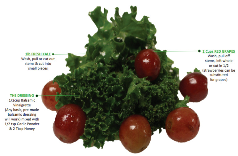 A recipe for "kid-friendly" kale, a student favorite offered on the DOE's school food website.