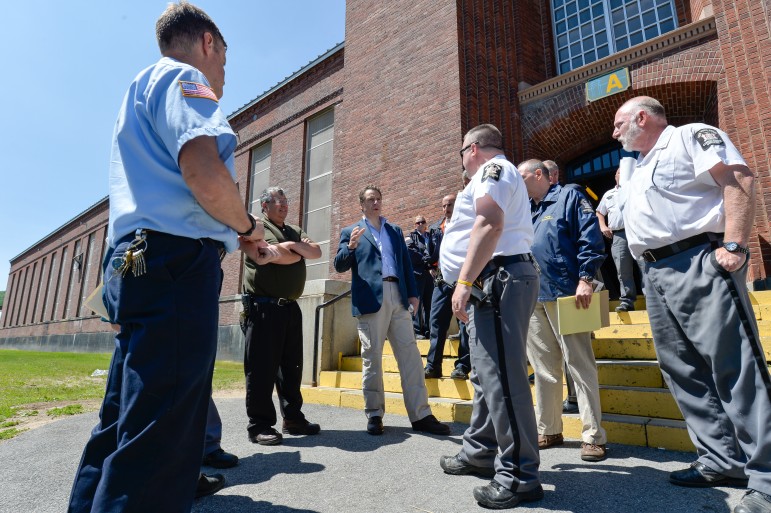 Governor Cuomo tours Dannemora correctional facility shortly after the escape of two inmates in June. He and his predecessors have overseen a major reduction in the state's prison population.