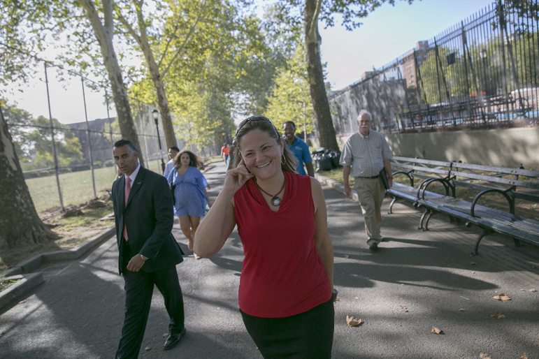 Speaker Melissa Mark-Viverito seen in East Harlem in August 2014. She supports the mayor's rezoning proposals but the community planning  effort she has spearheaded includes groups that don't.