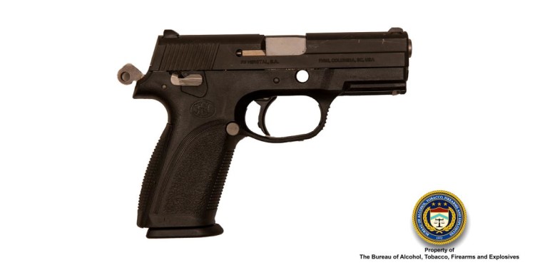 A Fabrique National 9mm. Nearly 6,000 pistols were reported lost or stolen last year.