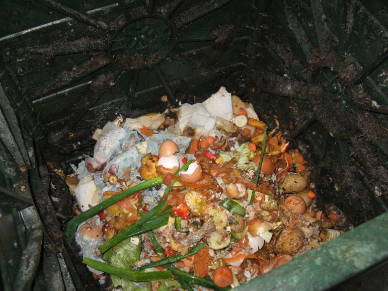 Kitchen waste newly introduced to a composter. Right now, the city's organics generation is estimated at about 6,000 tons per day 
