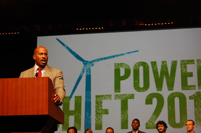 Van Jones, the writer and advocate, is widely credited with introducing the term 'green jobs' into common use.