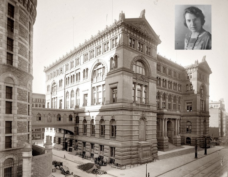 Anna M. Kross (inset) and the infamous Tombs Prison in downtown Manhattan, seen in 1907.
