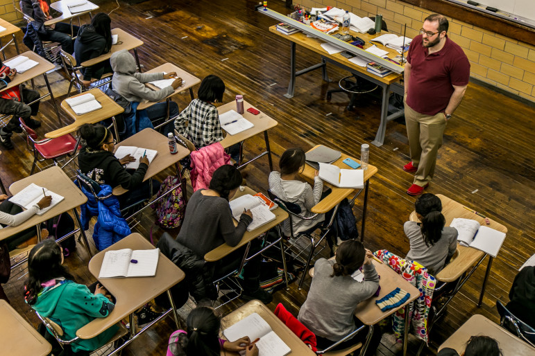 On a recent Saturday, Michael Mascetti Executive Director of The Science School Initiative, teaching mathematics to a group of 7th graders at the Brooklyn Technical High School. He was teaching mathematics for the National Grid sponsored Brooklyn Tech Alumni Foundation's STEM Pipeline Program.