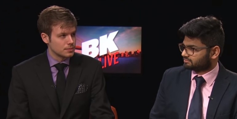 Armlovich of the Manhattan Institute and Khushid of Gotham Gazette on the set of BK Live.