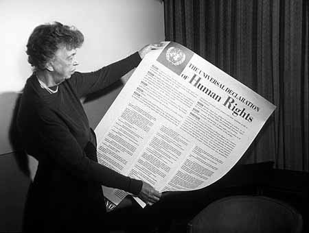 Roosevelt's crowning achievement, the 1948 Universal Declaration of Human Rights reflected a 'faith in fundamental human rights, in the dignity and worth of the human person and in the equal rights of men and women' that has yet to be realized in policy terms.