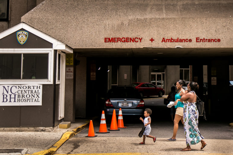 Entrance to the ER at North Central Bronx Hospital. The city's health system has taken notice of new threats to maternal health and established programs to address them.