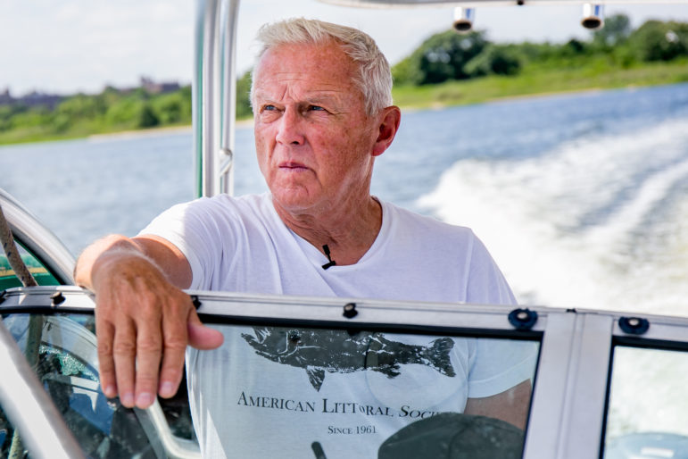 Don Riepe of the American Littoral Society navigates the Bay.