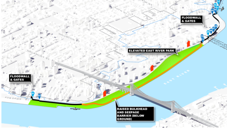 Map of the East Side Coastal Resiliency Project