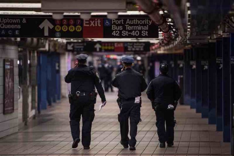 Police officers in the NYC subway