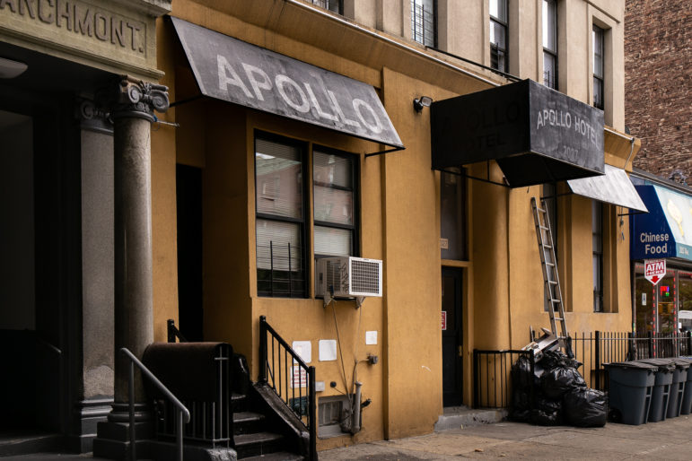 An exterior view of the Apollo Hotel in Harlem
