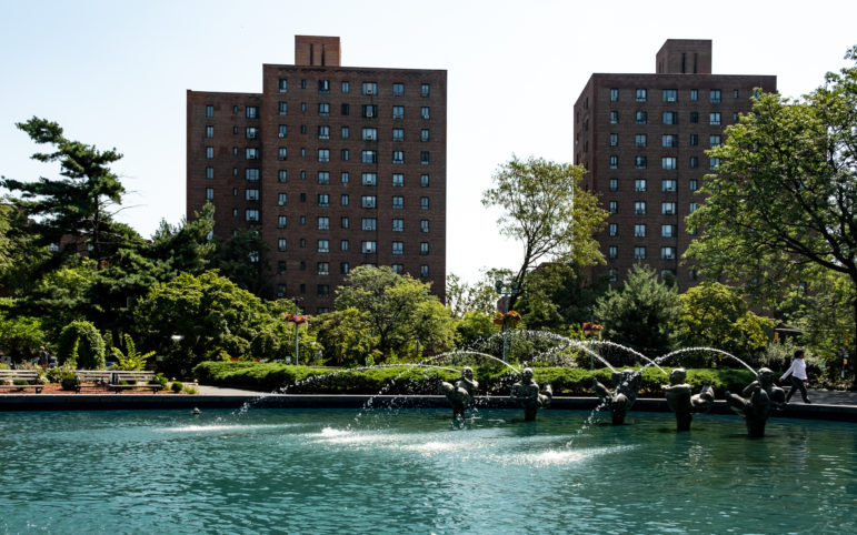Fountains in front of the Parkchester apartment complex in The Bronx