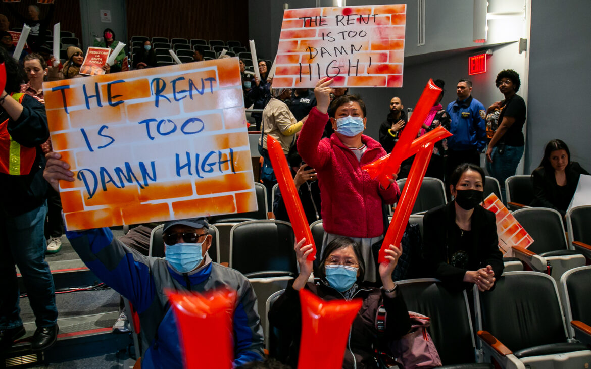 tenants rallying at the Rent Guidelines Board preliminary vote