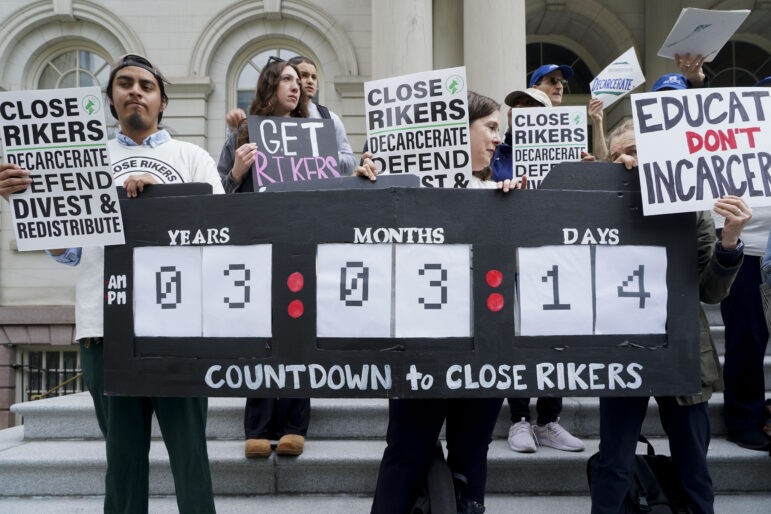 A rally to close the jails at Rikers Island