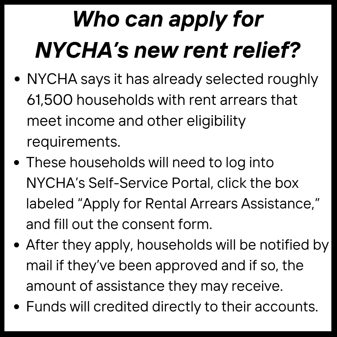 NYCHA rent relief