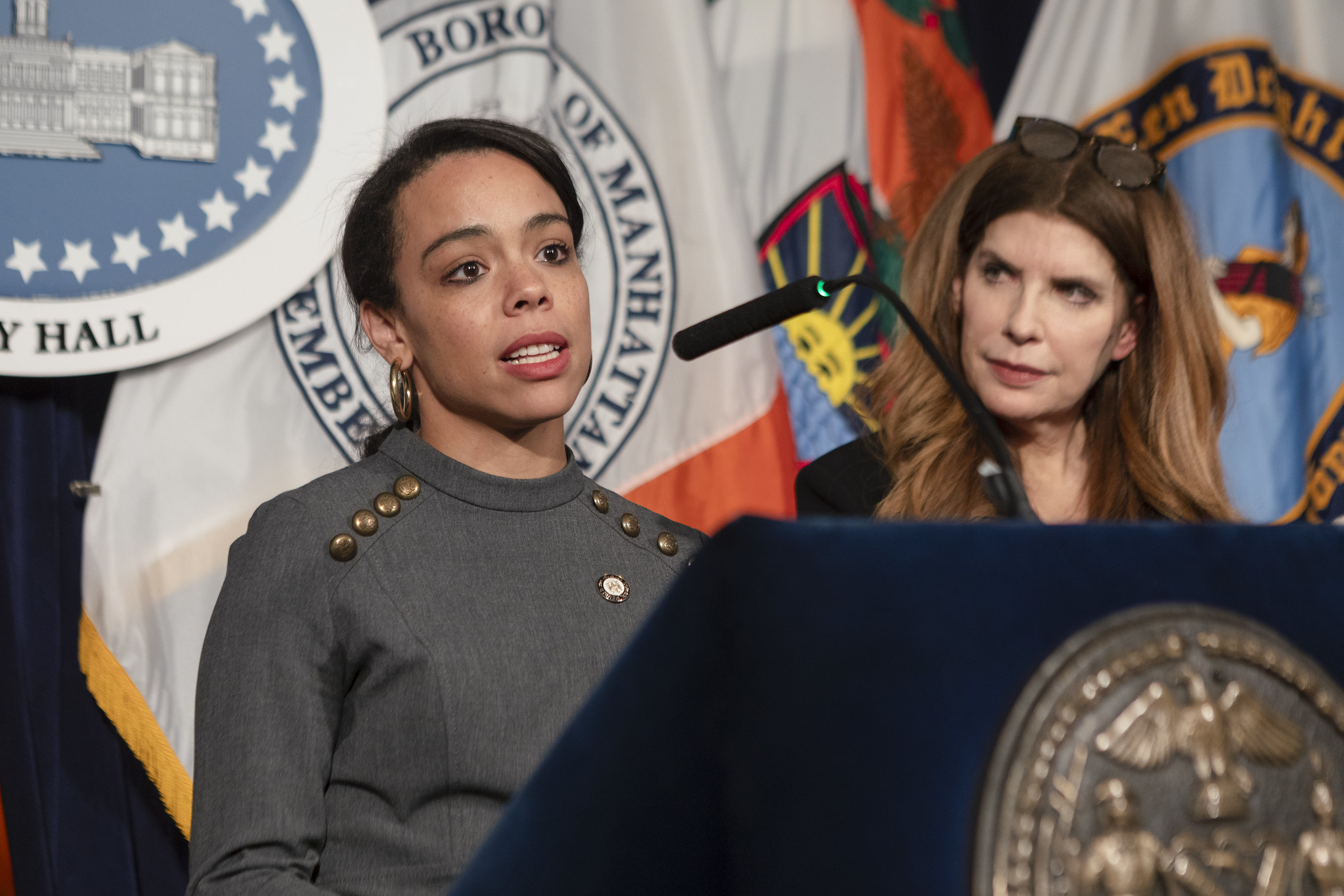 Sanchez and Menin at Council pre-stated press conference