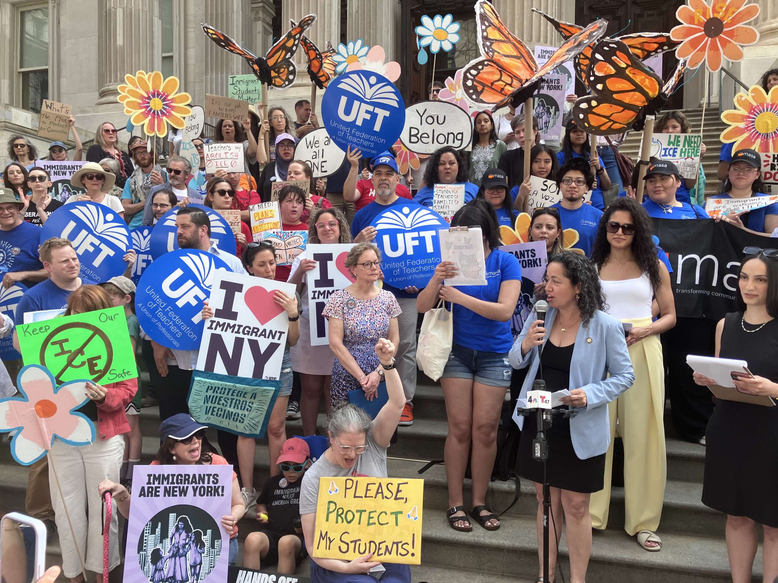 ICE near schools rally